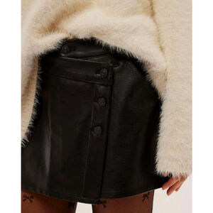 Free People Wynne Vegan Mini Skirt Size 29 NWT $78 Button Repair Two Spots